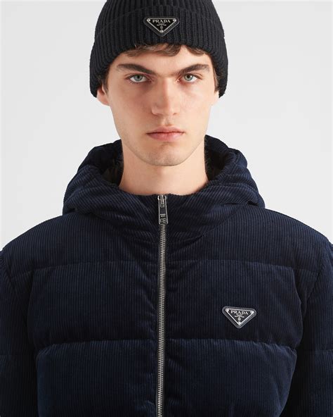 prada blue corduroy coat|Blue Cropped Corduroy Down Jacket .